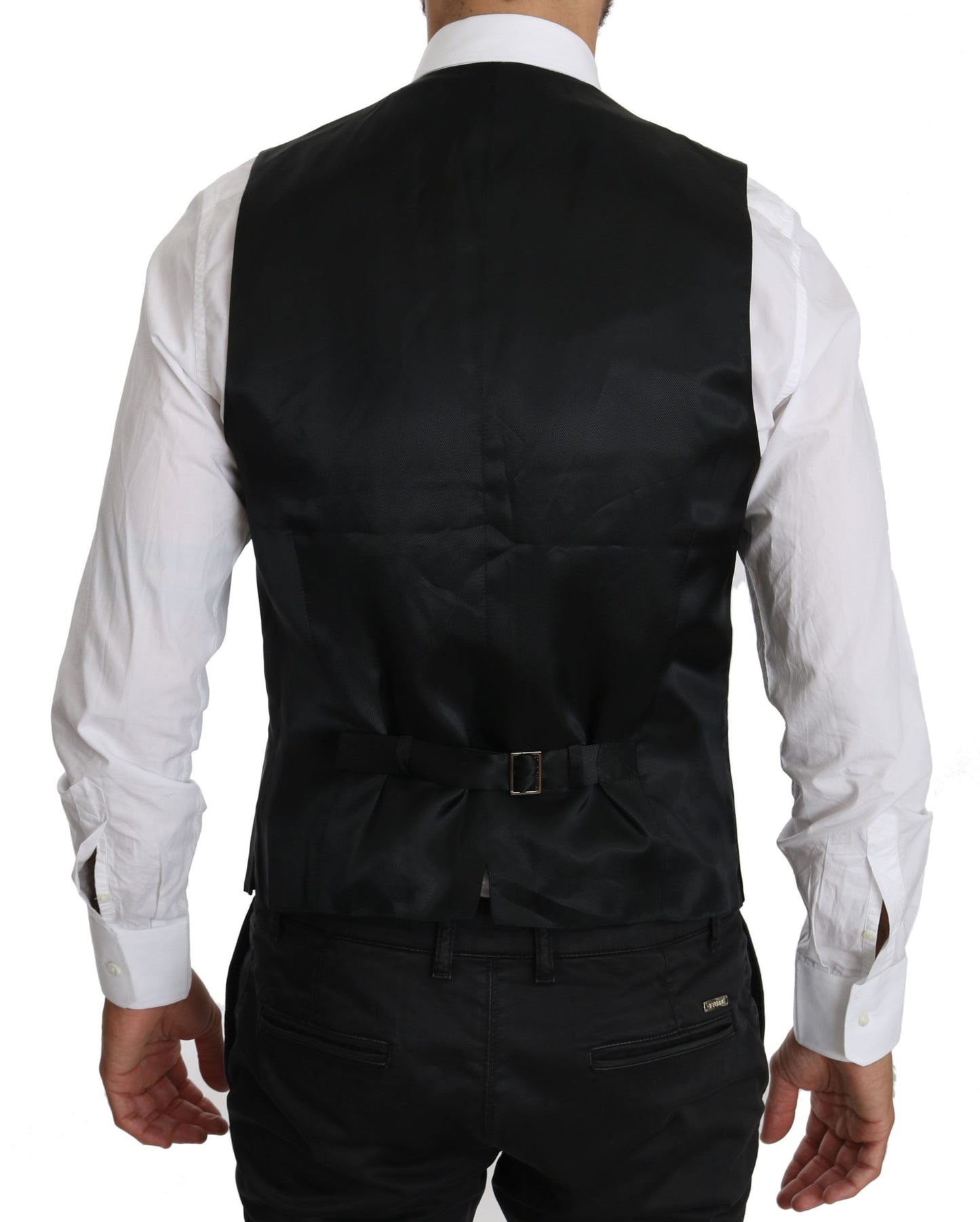 Elegant Black Formal Wool Blend Vest