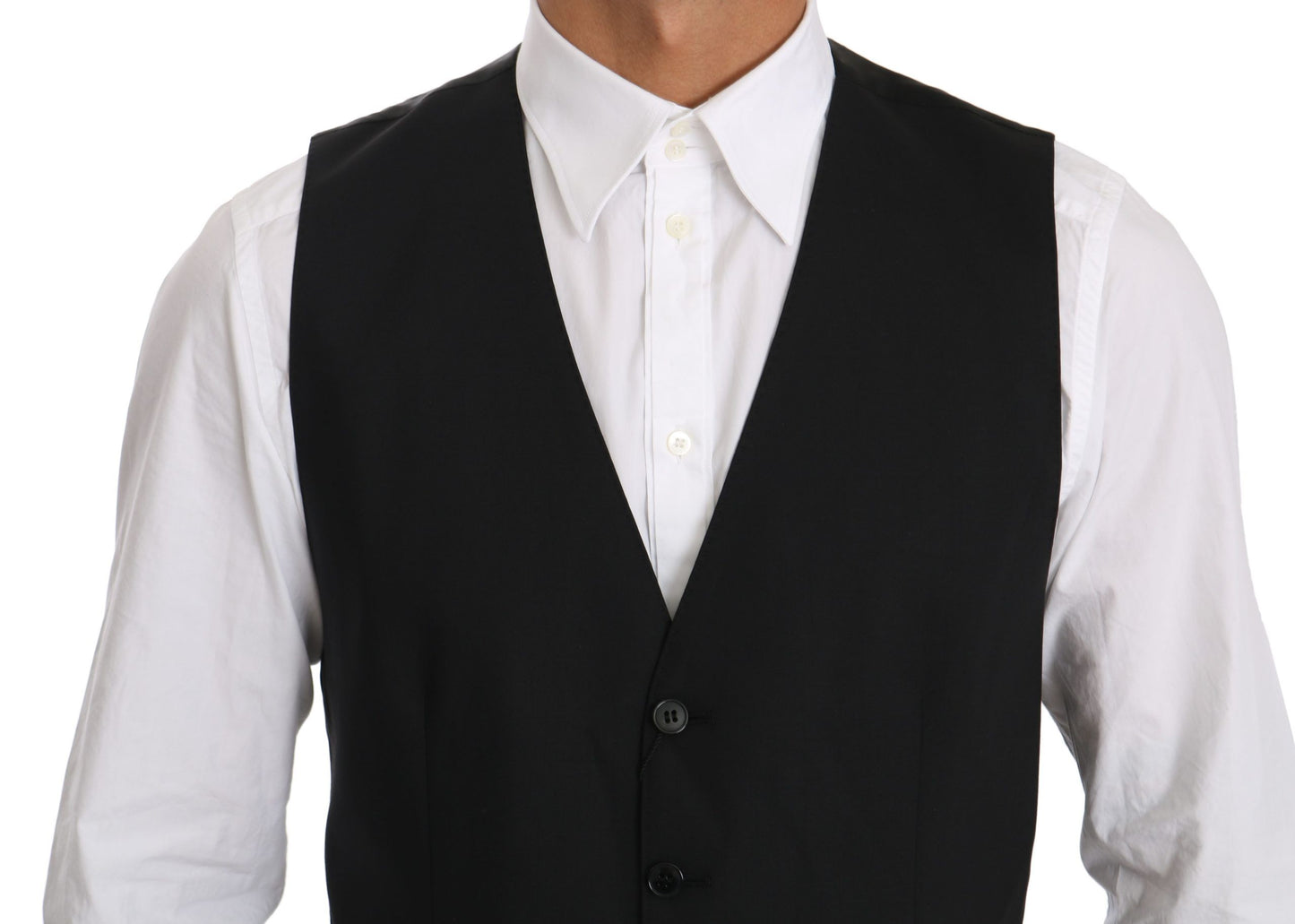 Elegant Black Formal Wool Blend Vest