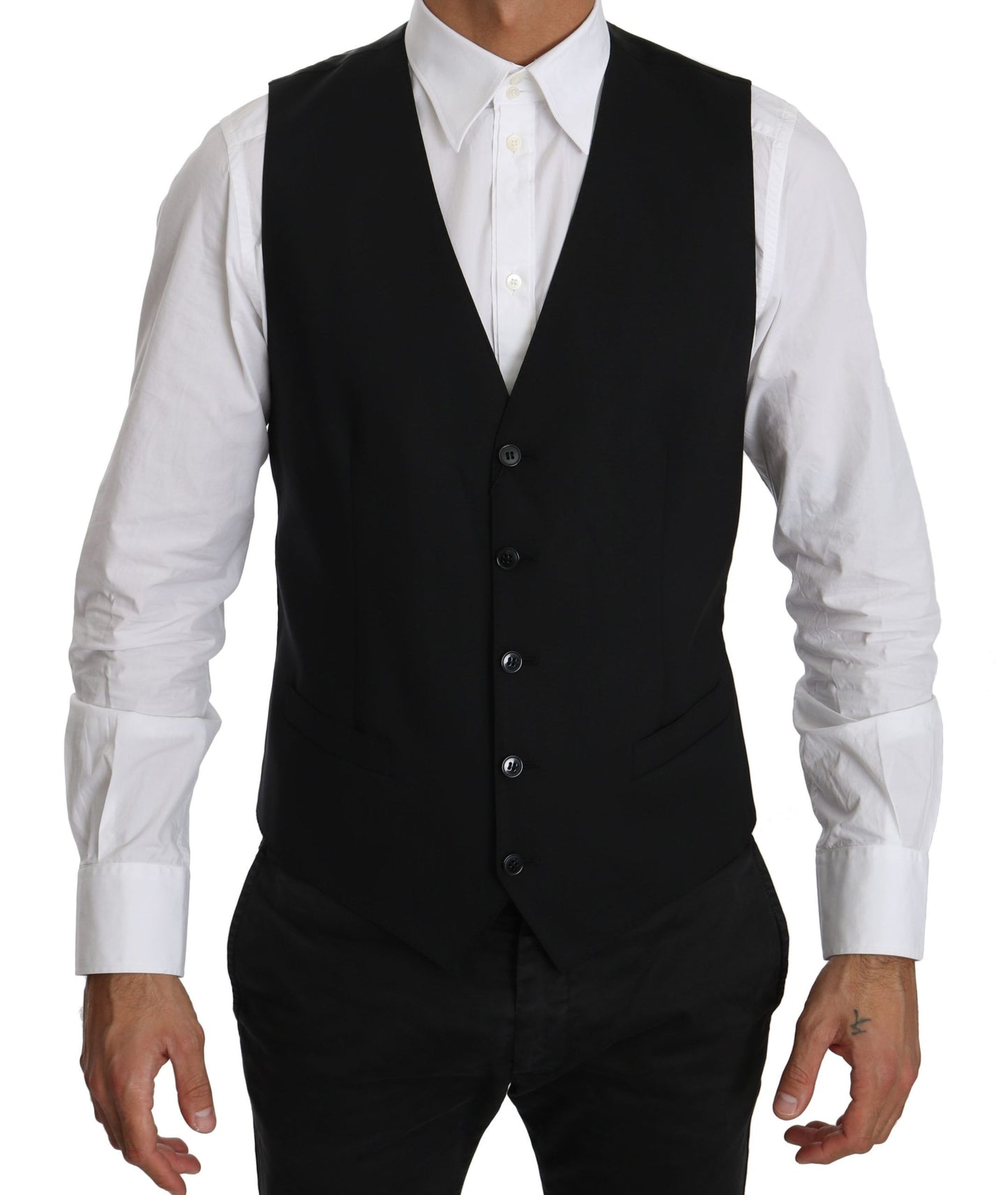 Elegant Black Formal Wool Blend Vest