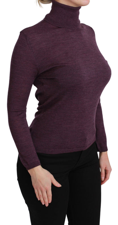 Jersey de lana con cuello alto y manga larga morado