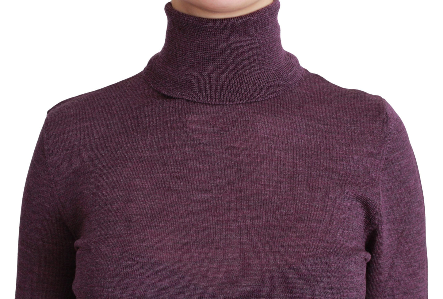 Jersey de lana con cuello alto y manga larga morado