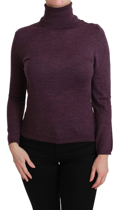 Jersey de lana con cuello alto y manga larga morado