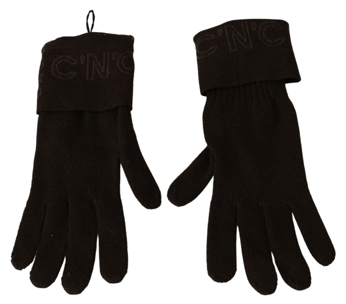 Gants tricotés en laine marron, taille unique, longueur au poignet