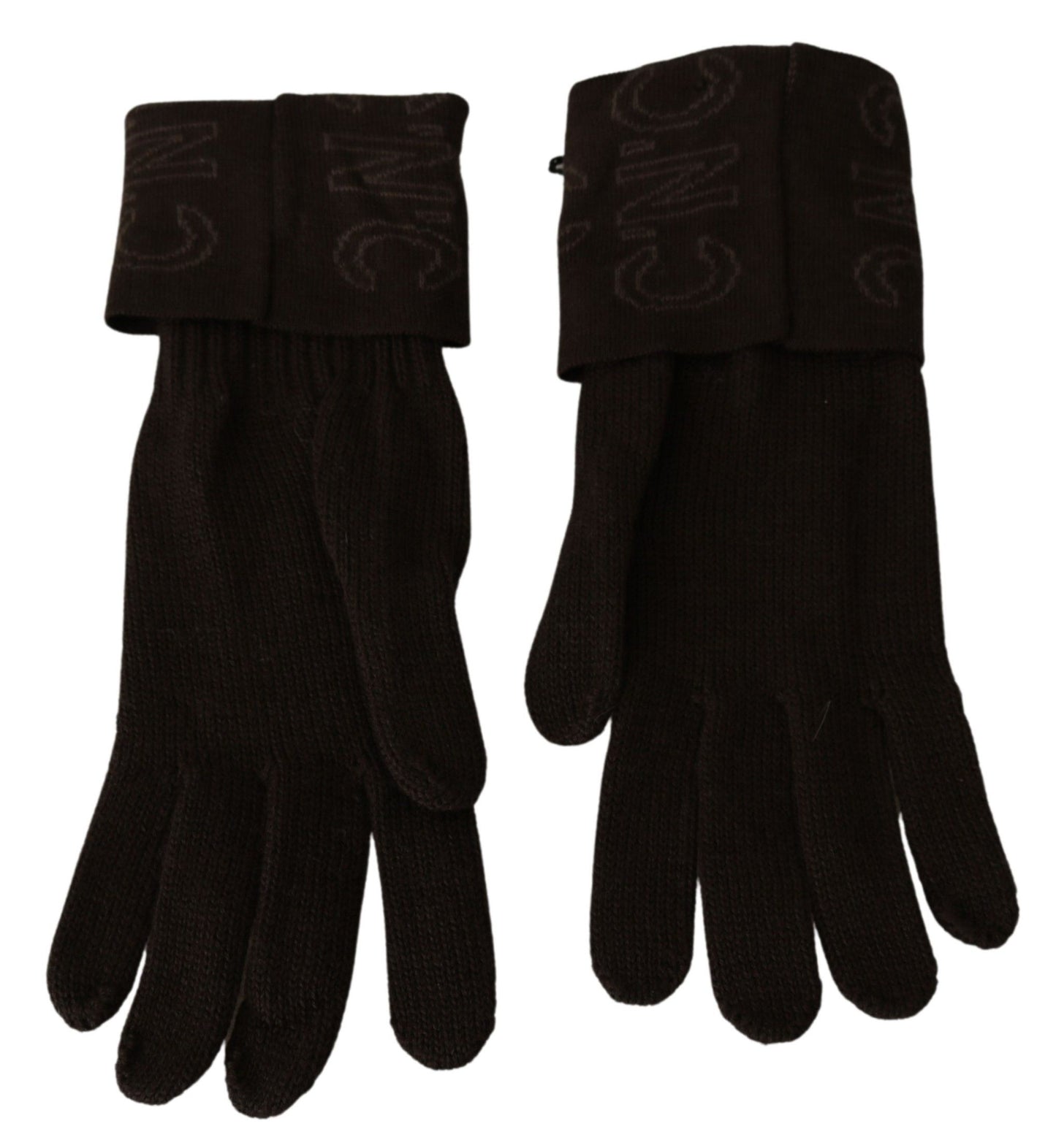 Gants tricotés en laine marron, taille unique, longueur au poignet