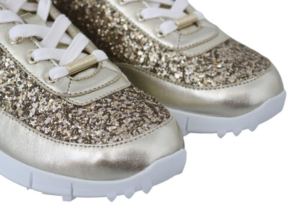 Antique Gold Glitter Leather Sneakers