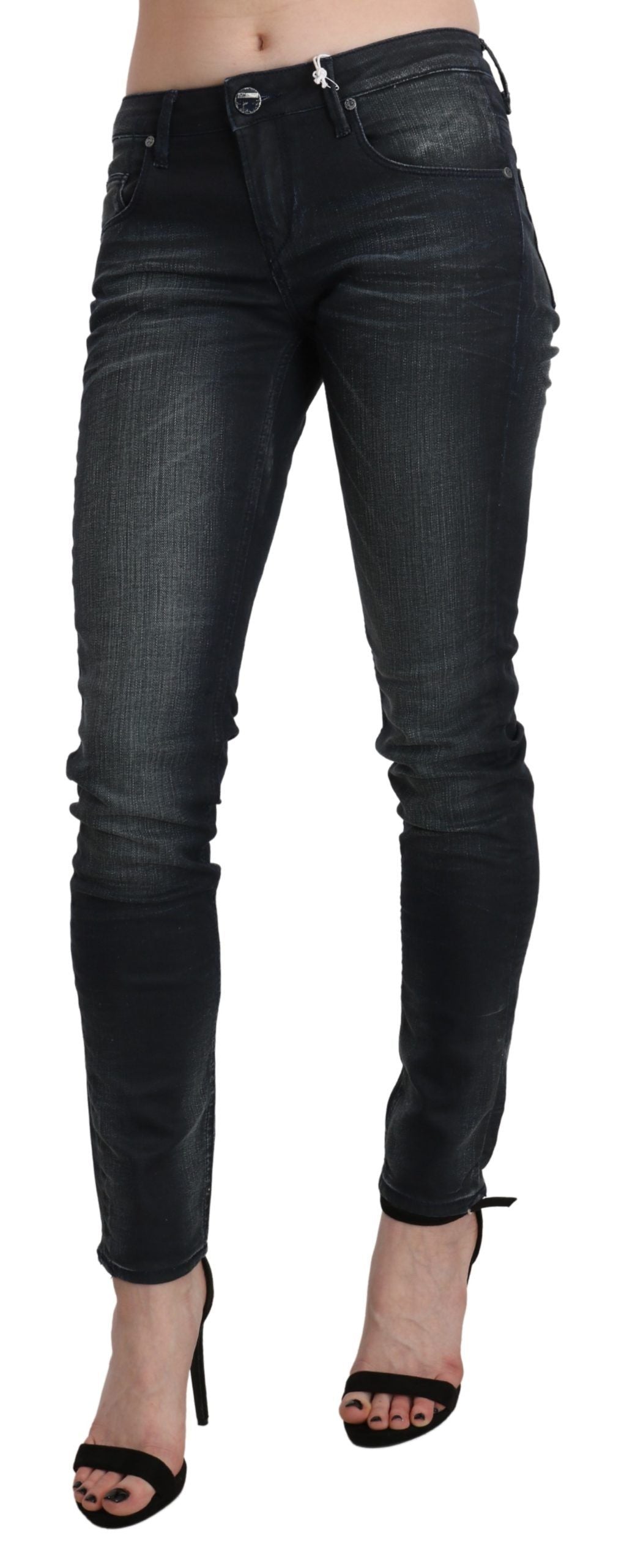 Elegant Low Waist Skinny Black Jeans