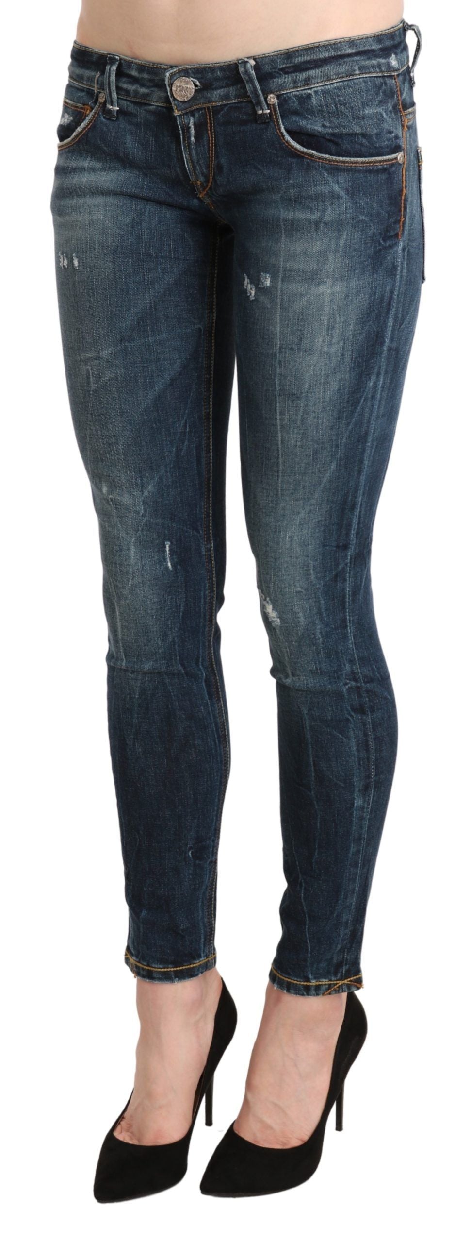 Chic Blue Washed Skinny Denim Delight