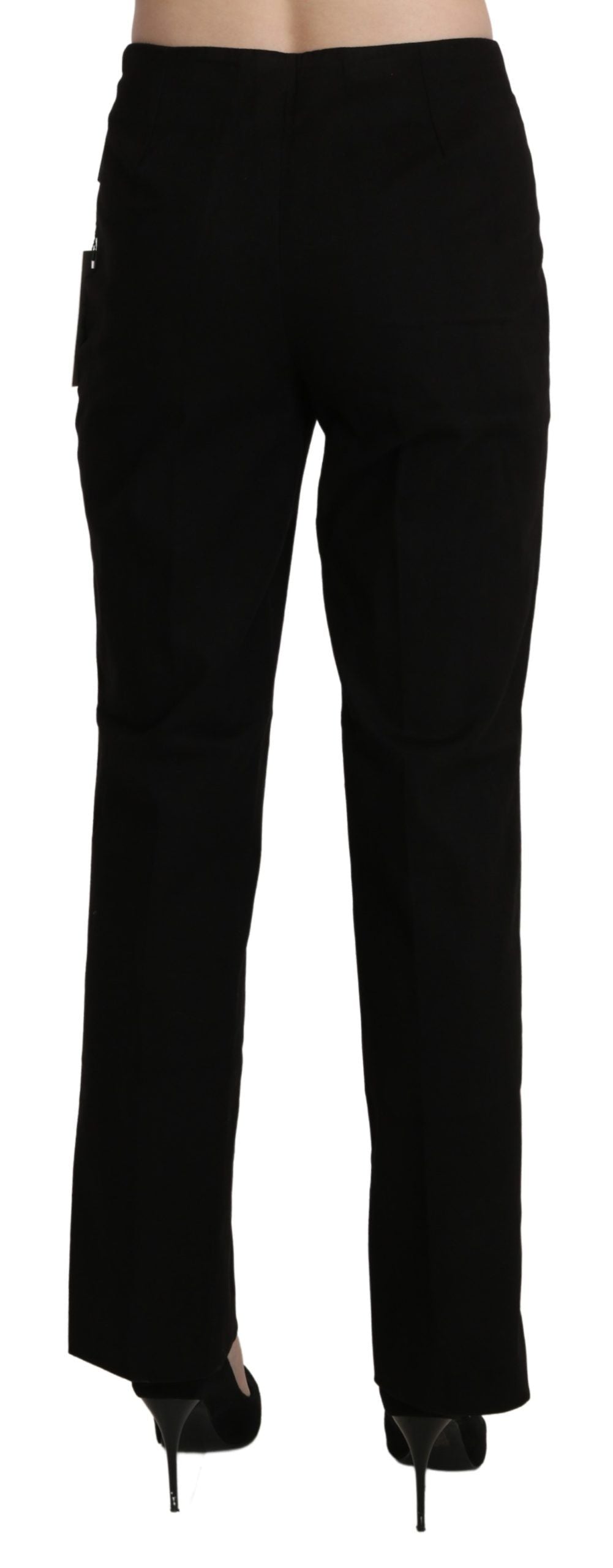 Elegant High Waist Straight Black Pants