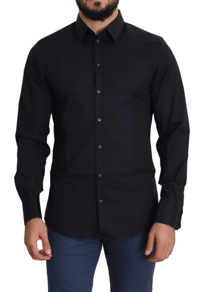 Camisa de Vestir Formal Algodón Negra GOLD