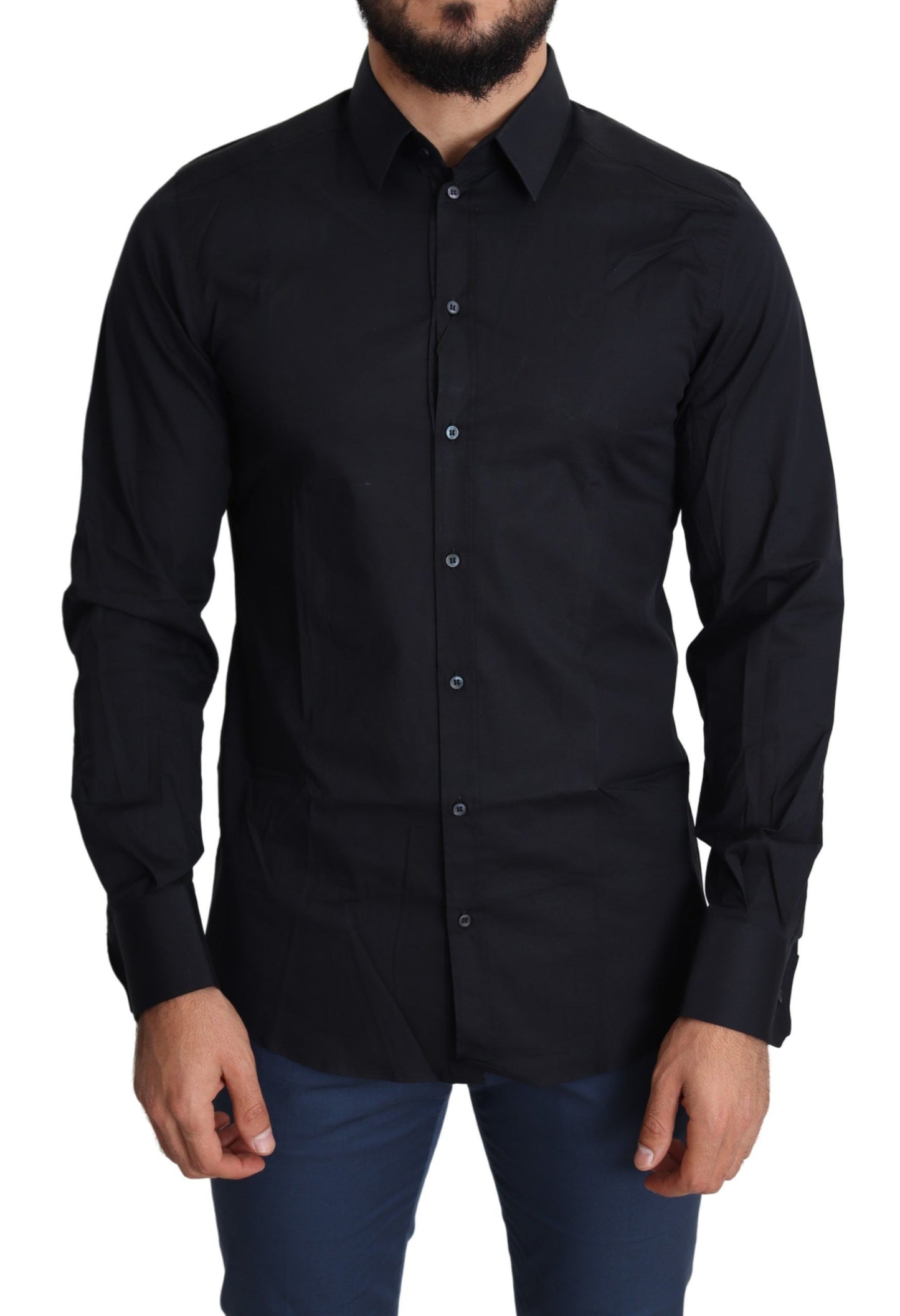 Camisa de Vestir Formal Algodón Negra GOLD