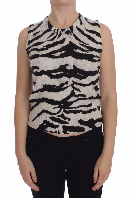 Zebra Print Cashmere Sleeveless Top