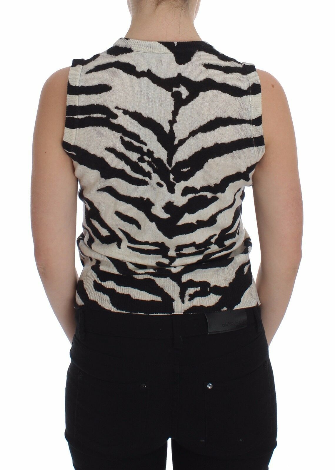 Zebra Print Cashmere Sleeveless Top