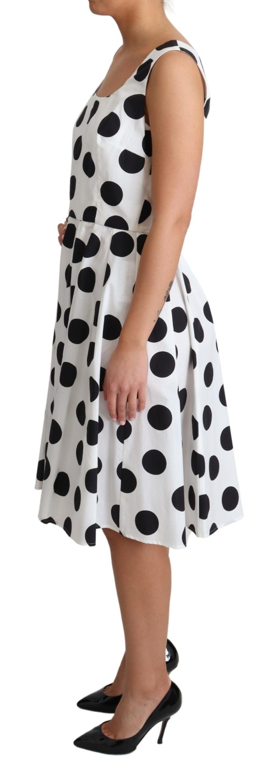 Sleeveless Polka Dot A-Line Dress