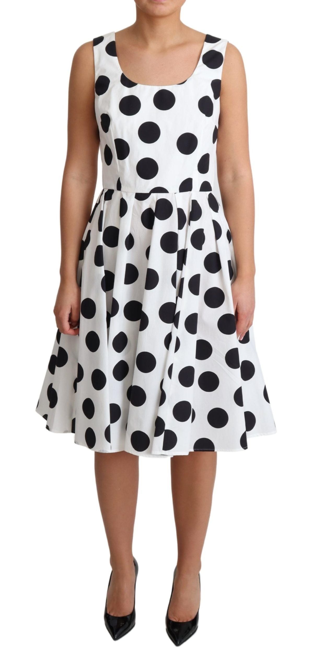 Sleeveless Polka Dot A-Line Dress