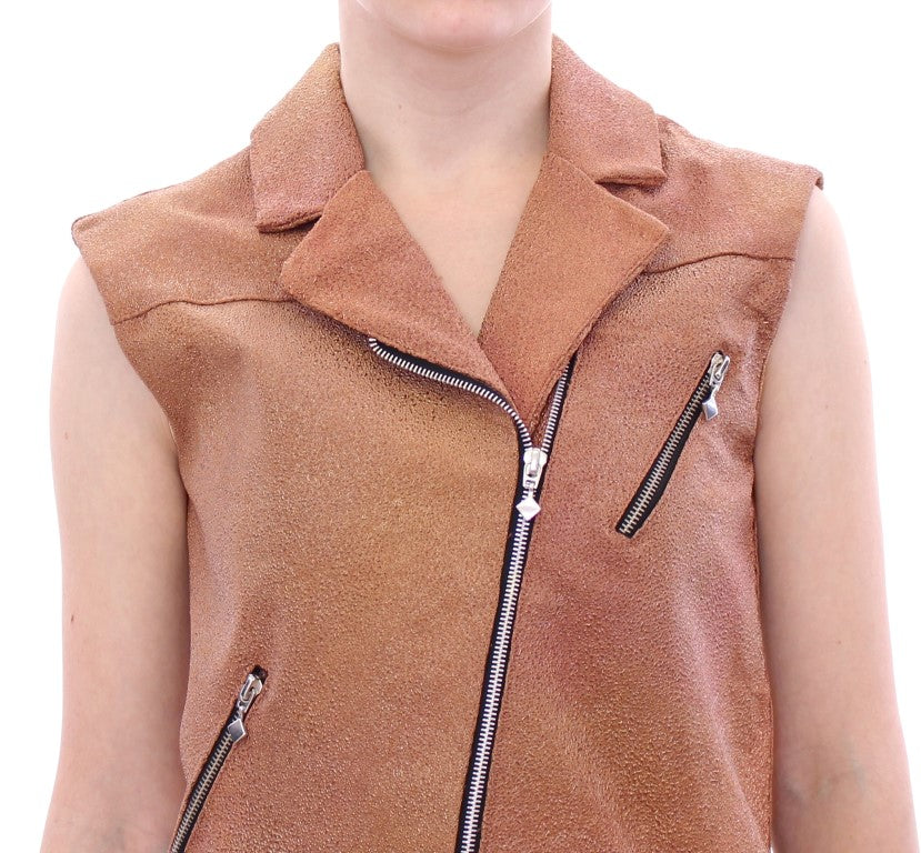 Veste en cuir marron