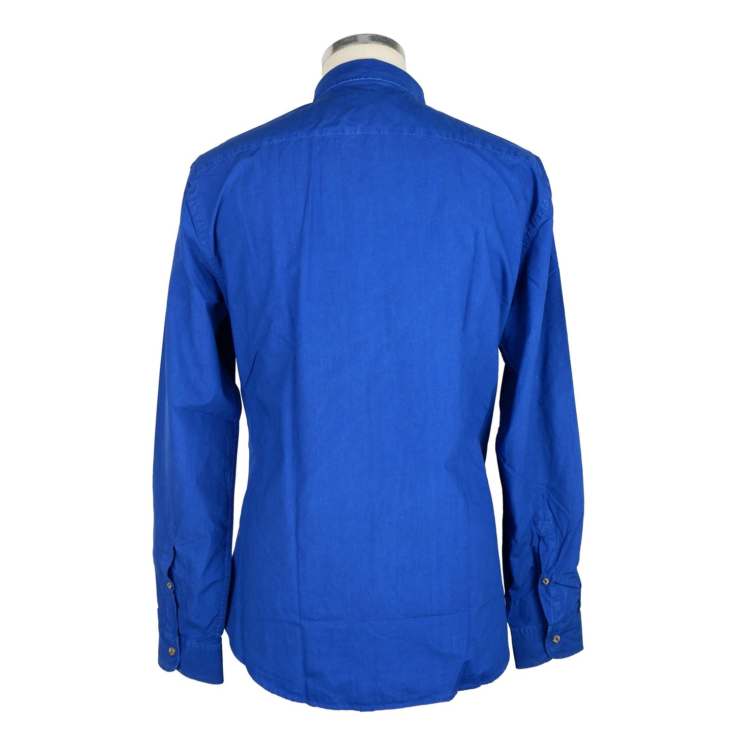 Elegant Blue Cotton Long-Sleeve Men's Shirt