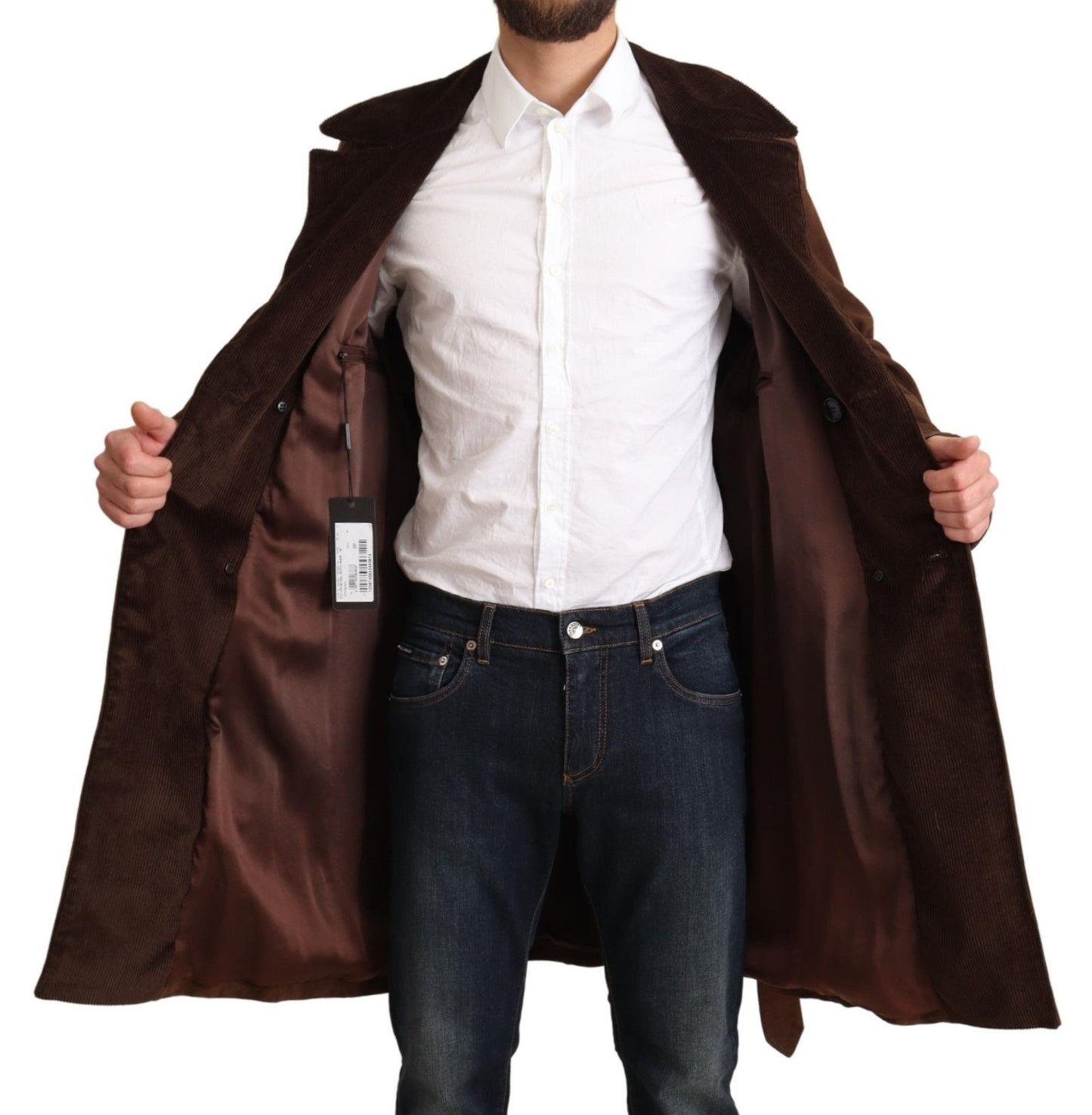 Classic Brown Leather Trench Coat