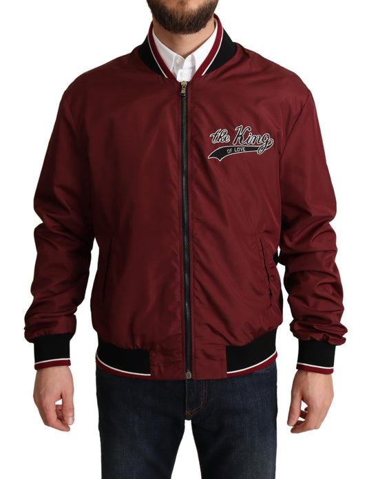 Elegant Dark Red Bomber Jacket