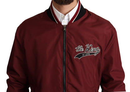 Elegant Dark Red Bomber Jacket