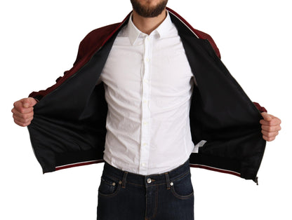 Elegant Dark Red Bomber Jacket