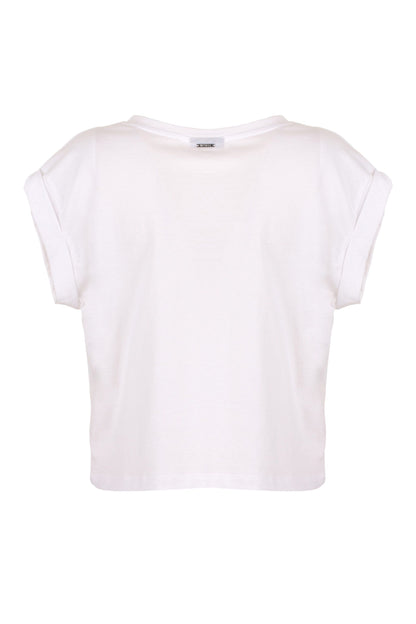 White Cotton Women T-Shirt