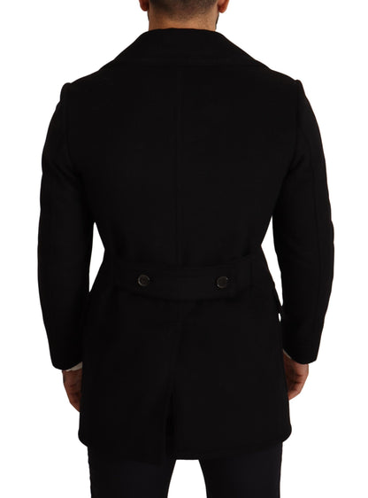 Elegant Black Double Breasted Wool Jacket