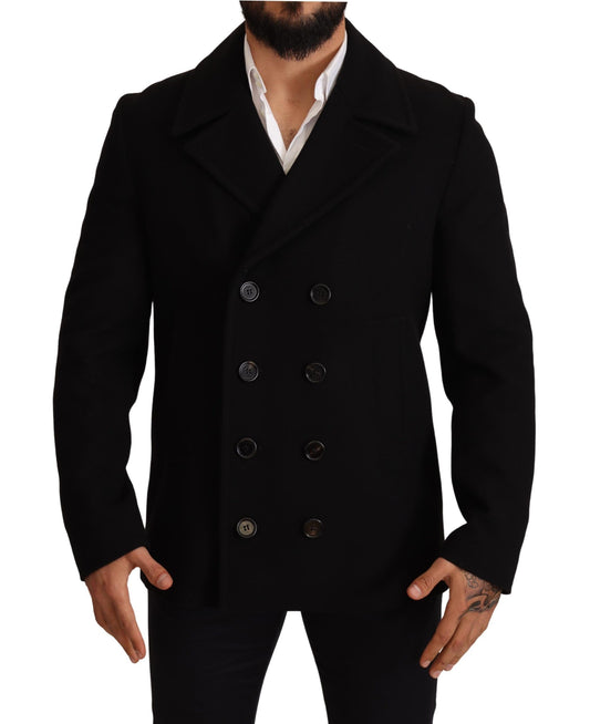 Elegant Double Breasted Wool-Blend Pea Coat