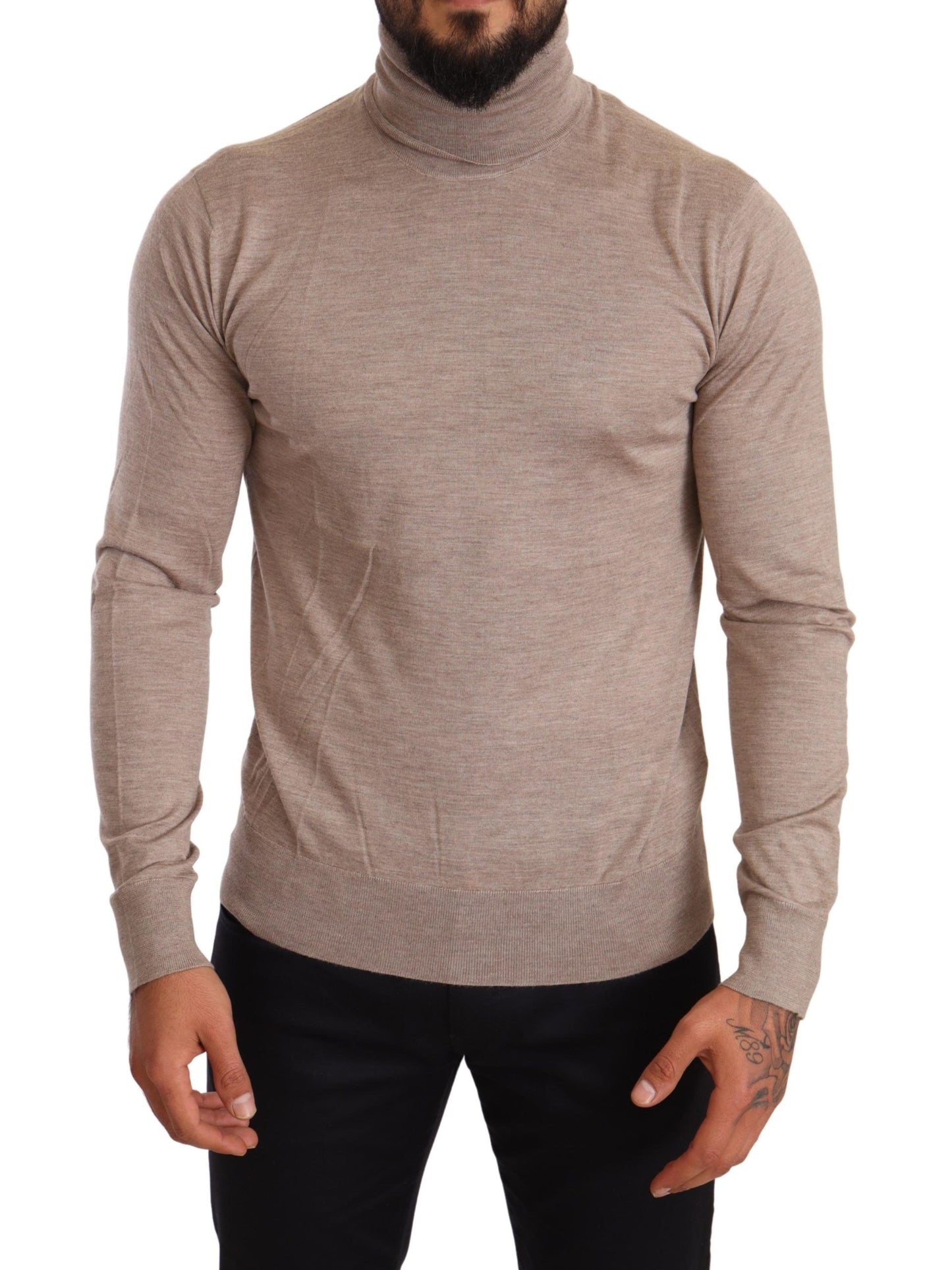 Jersey de cuello alto de cachemir en beige