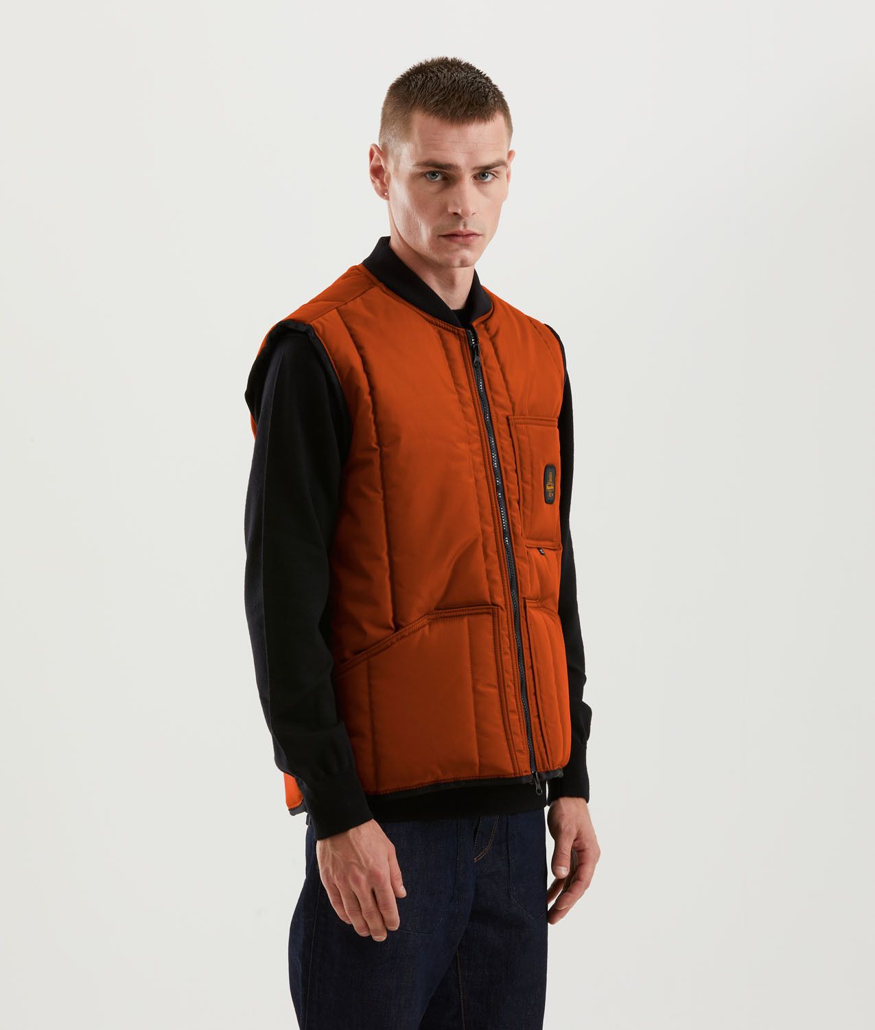 "Orange Polyester Men's Gilet"