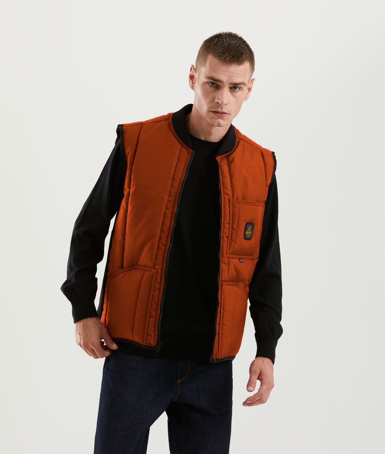 "Orange Polyester Men's Gilet"