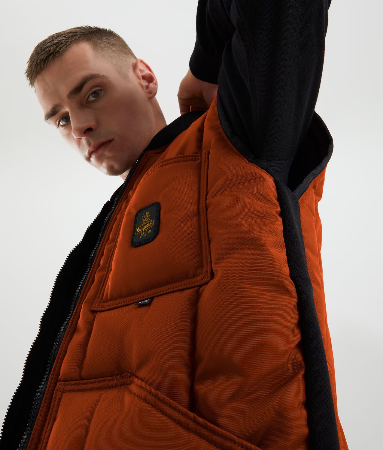 "Orange Polyester Men's Gilet"