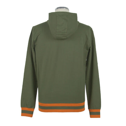 Green Cotton Men Hooded Sweater