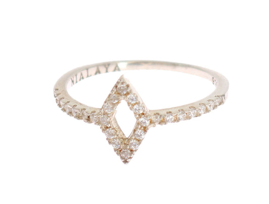 Elegant Silver CZ Crystal Studded Ring