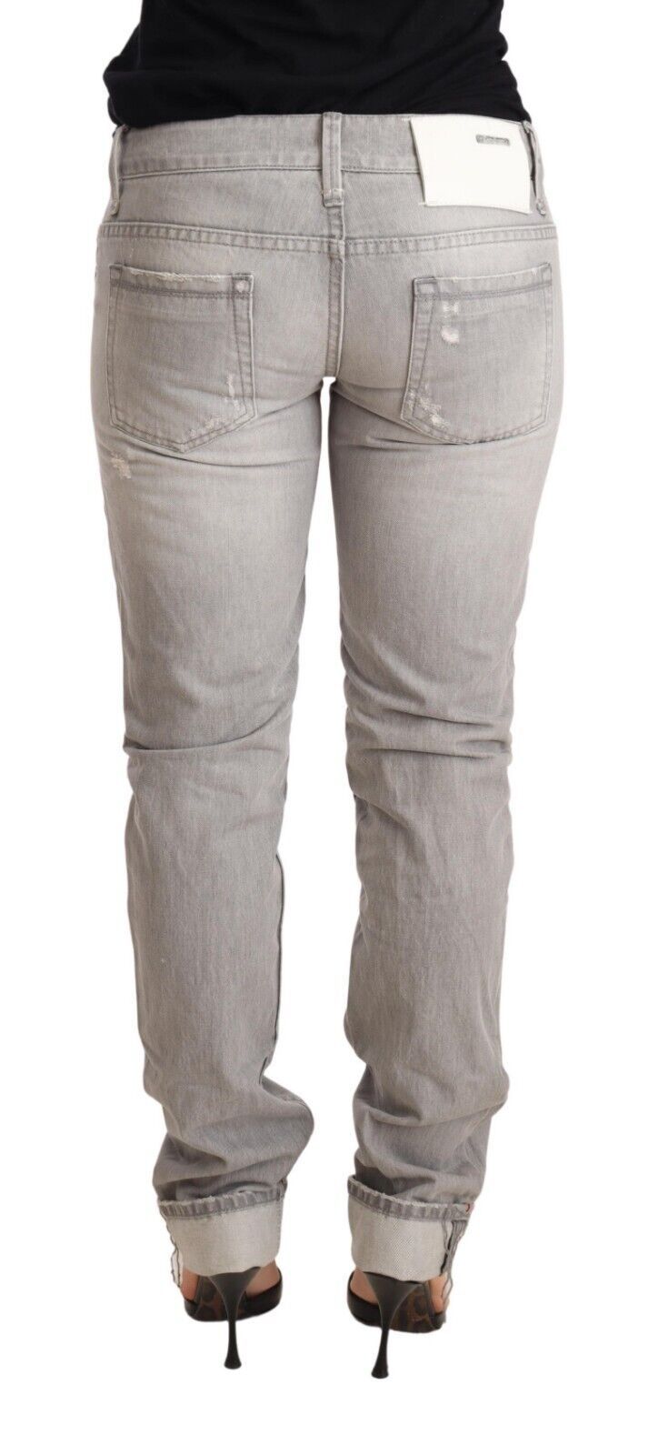 Chic Slim Fit Tattered Gray Wash Jeans