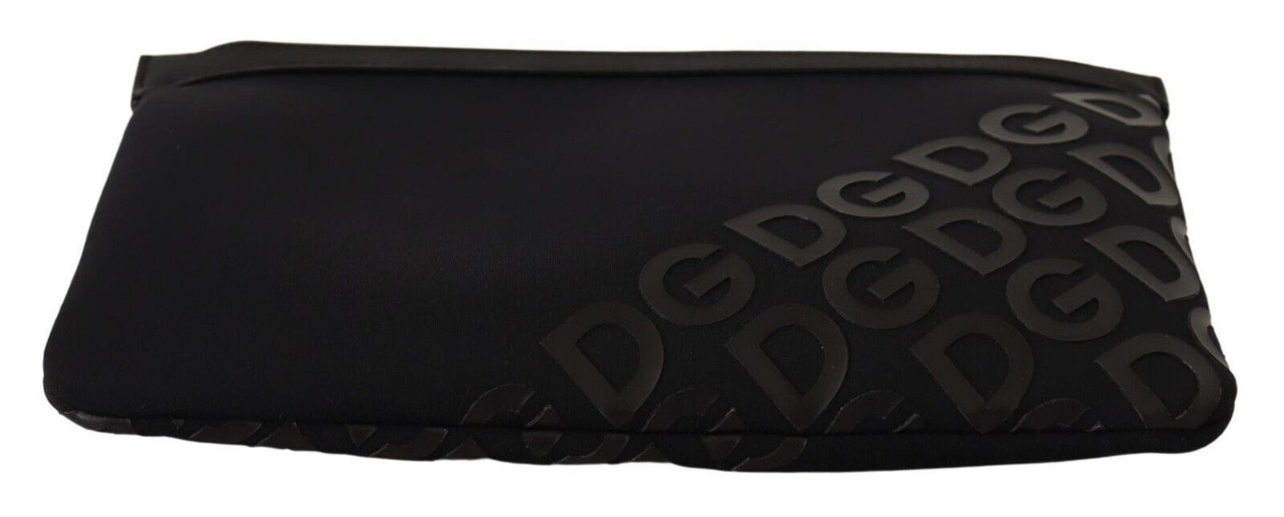 Sleek Black Monogram Neoprene Fanny Pack