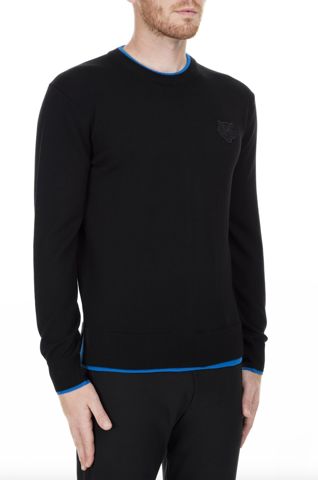 Black Cotton Men Sweater