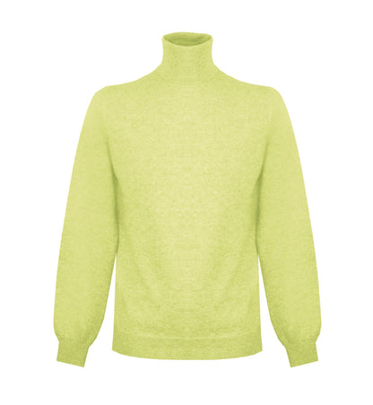 Elegant High Neck Yellow Cashmere Sweater