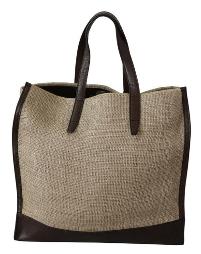 Beige Luxury Leather Tote for Men