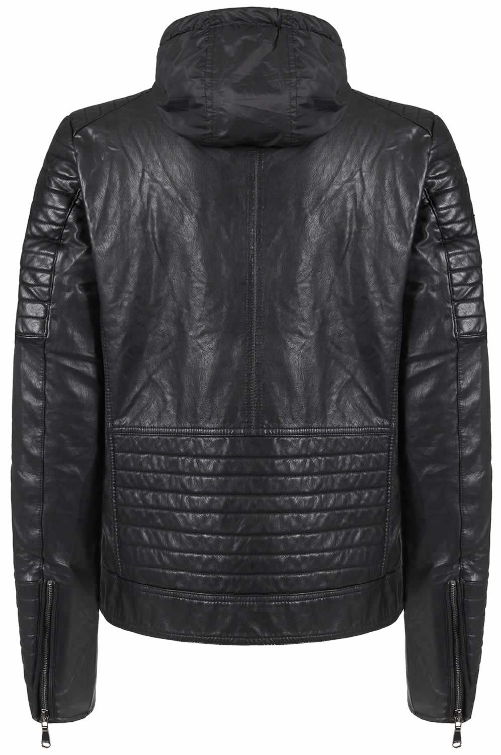 Sleek Hooded Faux Leather Jacket