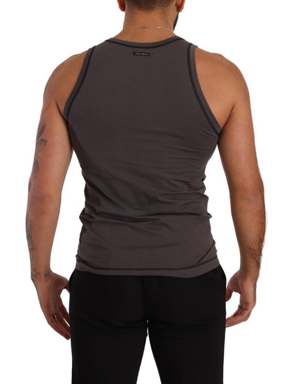 Sleek Dark Grey Cotton Tank Top