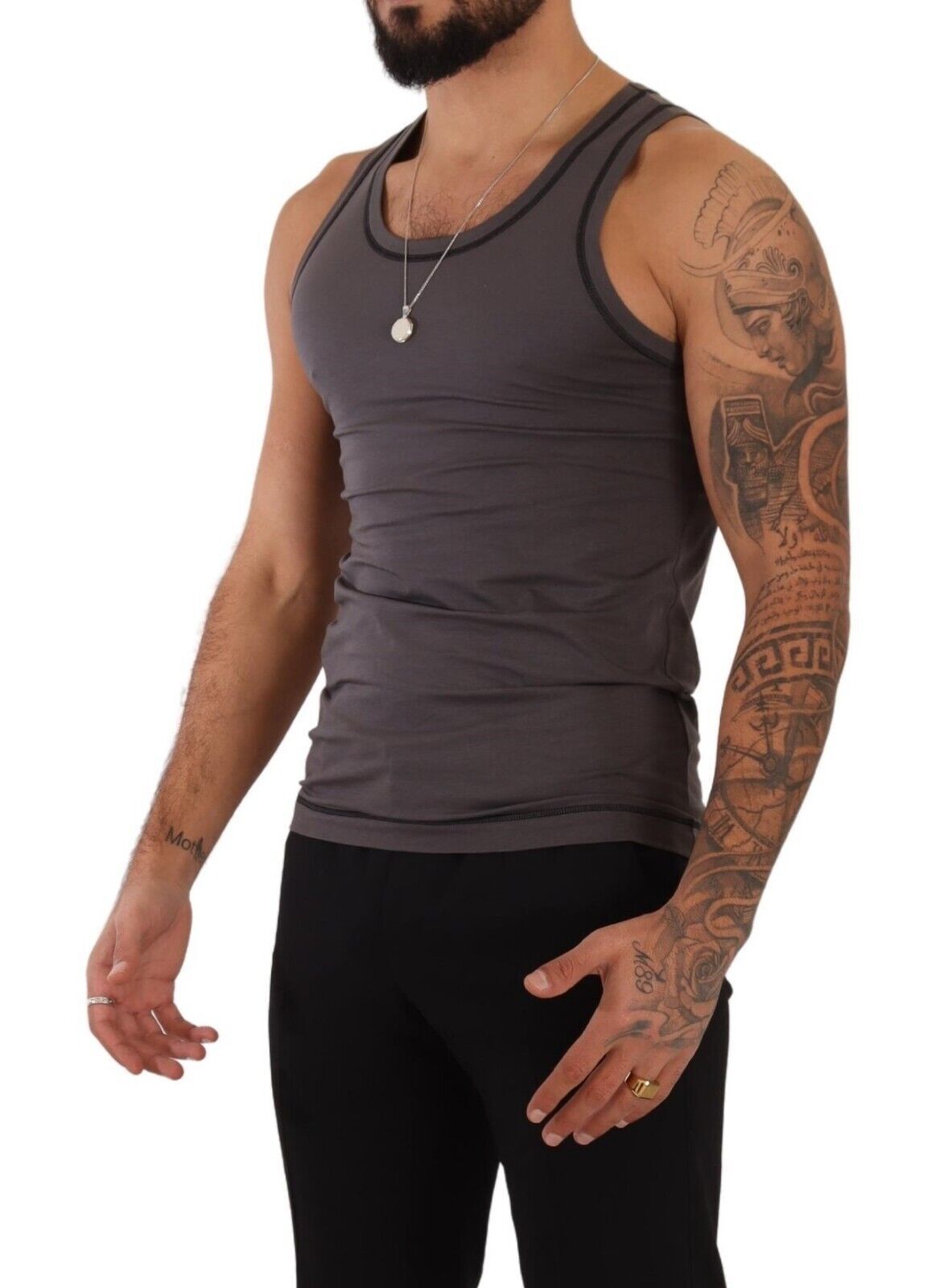 Sleek Dark Grey Cotton Tank Top