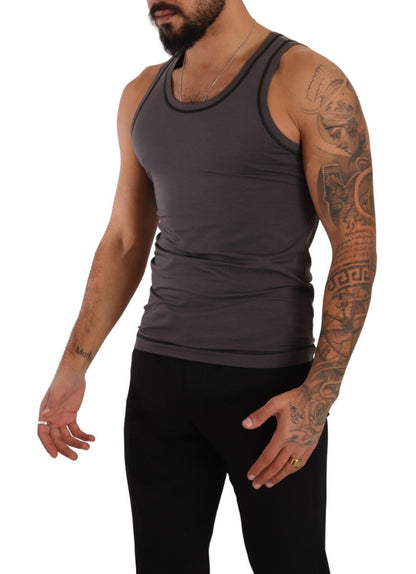 Sleek Dark Grey Cotton Tank Top