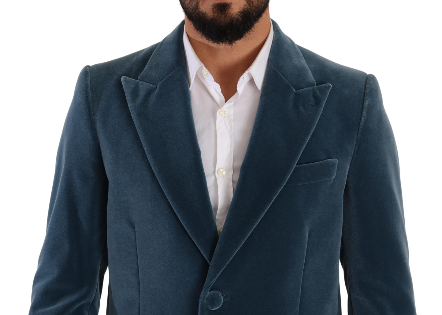 Elegant Blue Velvet Overcoat Jacket