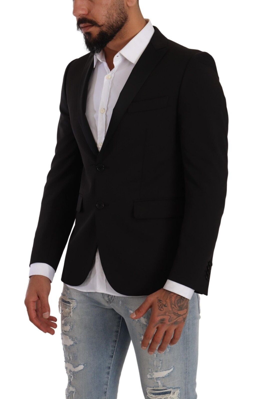 Elegant Black Slimfit Peak Lapel Blazer