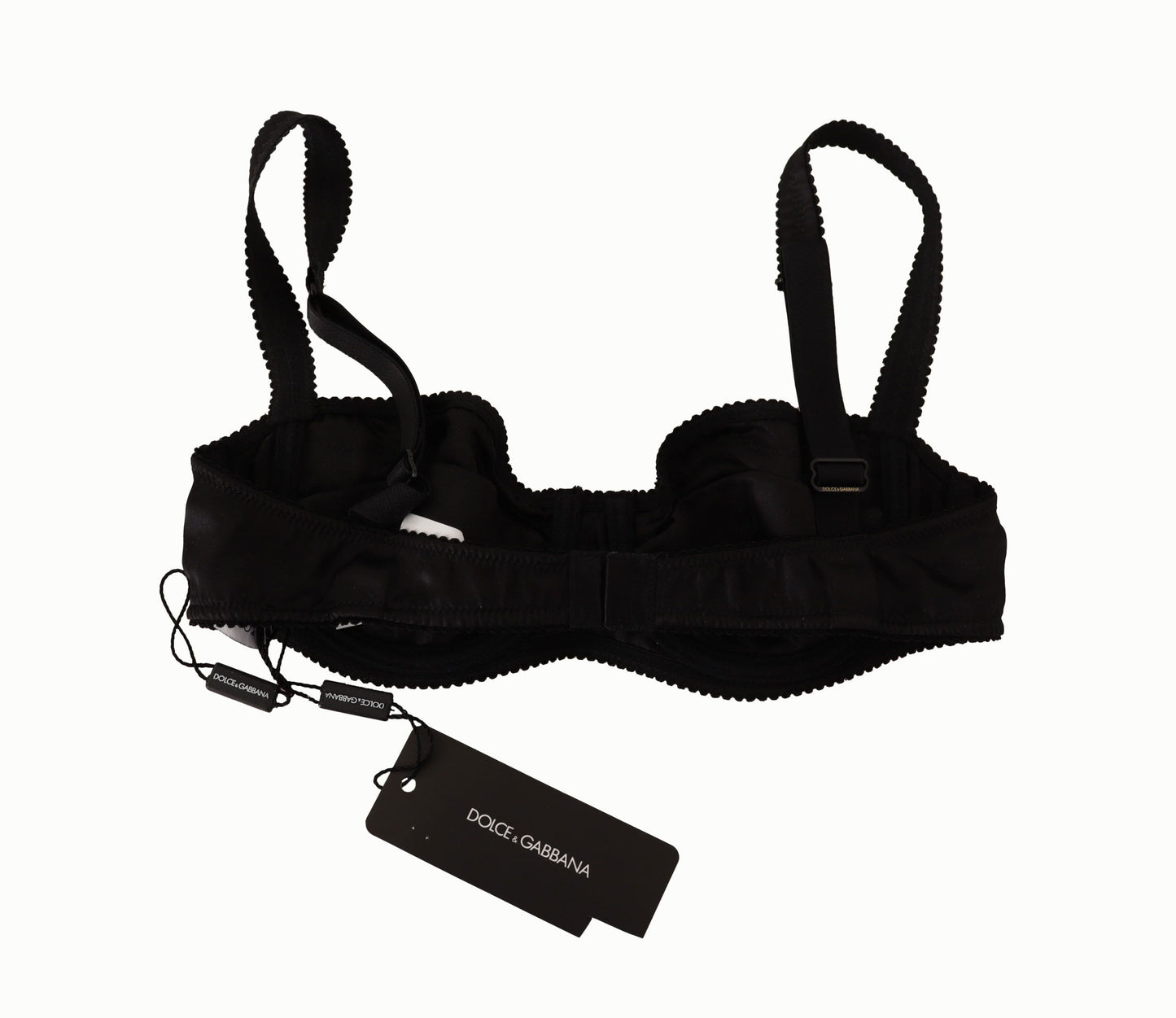 Soutien-gorge balconnet en dentelle satinée à pois noir