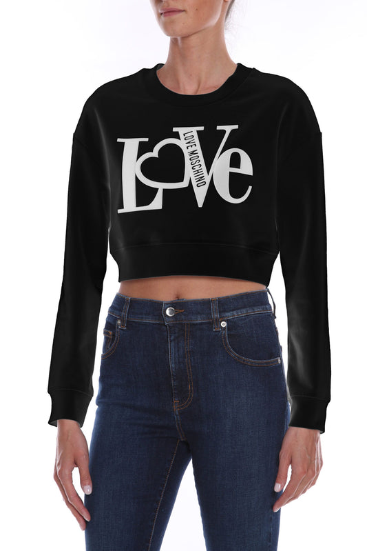 Black Cotton Women Sweatshirt