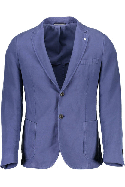 Blue Cotton Men Jacket