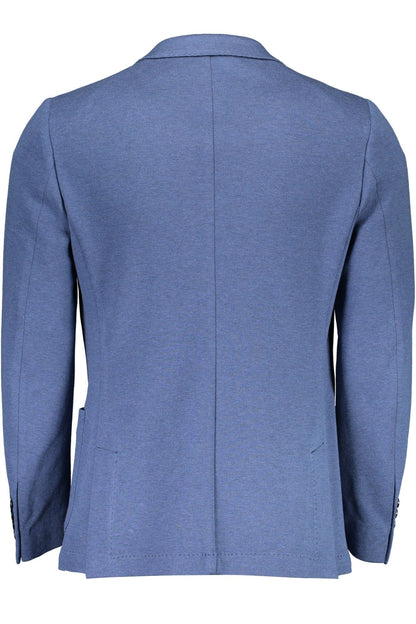 Blue Cotton Men Jacket