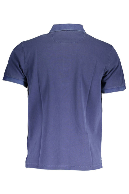 Blue Cotton Men Polo