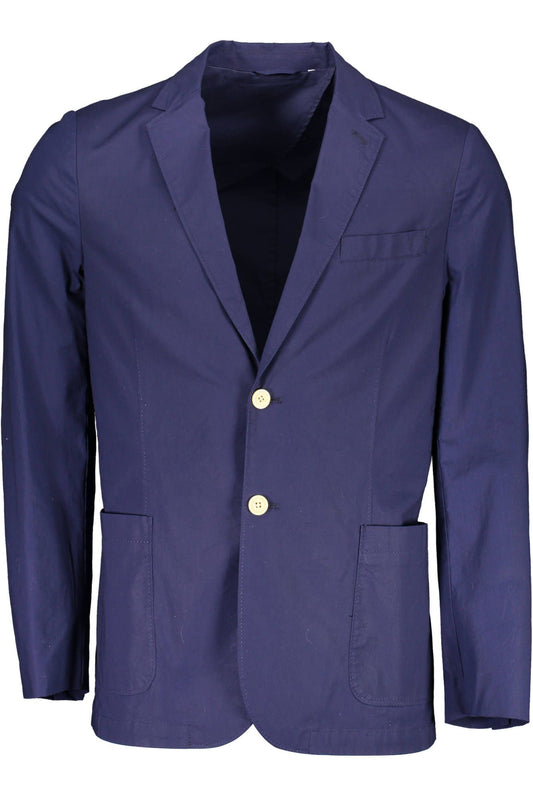 Blue Cotton Men Jacket